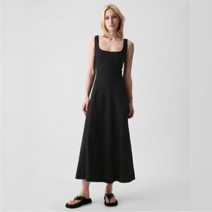 NWT! GAP Black Linen-Blend Midi Dress - Size Small 🦁